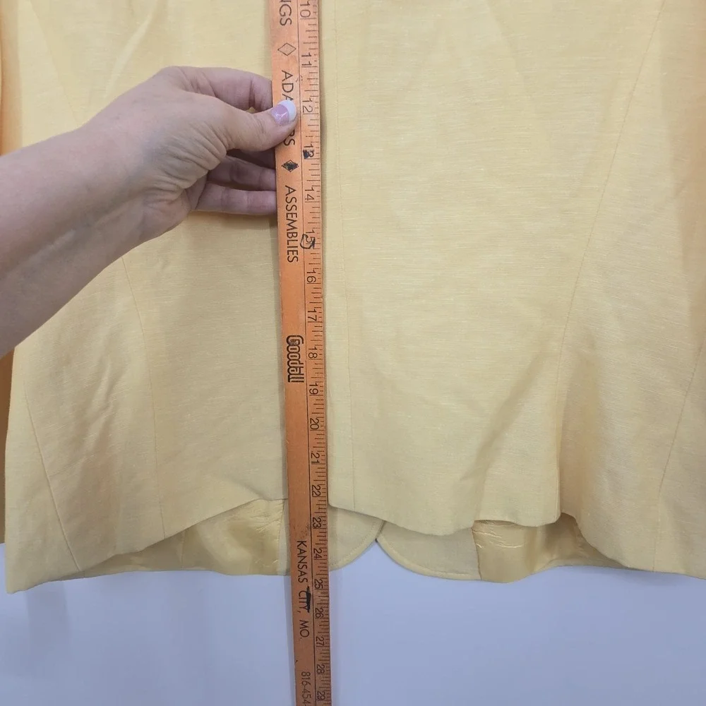 Lafayette 148 Linen Wool Blazer Womens Size 8 Yellow Classic Office Career Girly